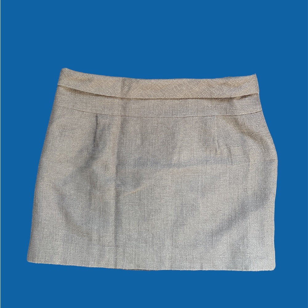 J.Crew Mini Skirt Cream/Tan with gold thread Cotton Linen Size 2